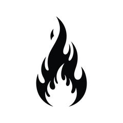 Fire Flame Silhouette Vector Illustration – Burning Heat Design, Campfire, Energy Symbol, Hot Element Art

