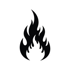 Fire Flame Silhouette Vector Illustration – Burning Heat Design, Campfire, Energy Symbol, Hot Element Art


