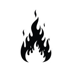 Fire Flame Silhouette Vector Illustration – Burning Heat Design, Campfire, Energy Symbol, Hot Element Art

