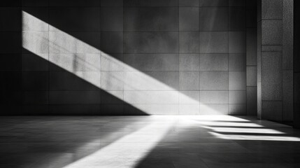 Shadows and Light Create Striking Patterns in a Minimalist Interior Space During the Afternoon