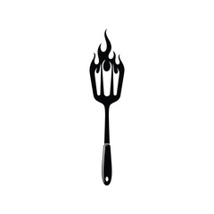 BBQ Spatula Silhouette Vector Illustration – Barbecue Tool Design, Grill Utensil, Cooking, Flame Art


