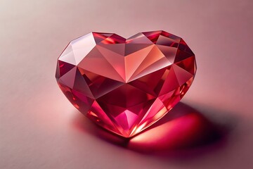 Fototapeta premium Red and white backgrounds with shining diamond heart gem illustrations