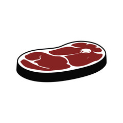 Steak Silhouette Vector Illustration – Meat Food Design, Beef Slice, Butcher Cut, Grill Barbecue Art

