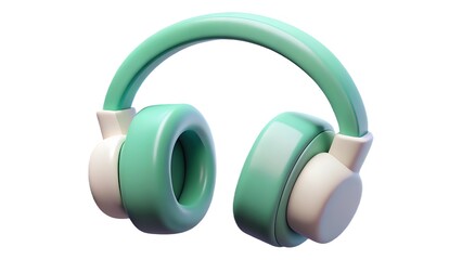 3d render of modern pastel headphones isolated on white background for music and audio concepts