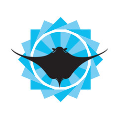 Manta Ray Silhouette In Sunrays Ocean