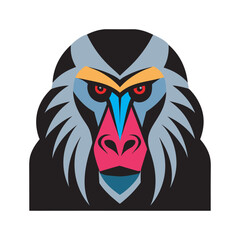 Mandrill Face Silhouette Pattern Closeup Art