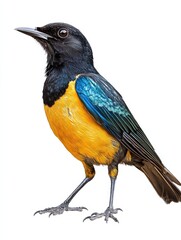 a bird standing on a white background