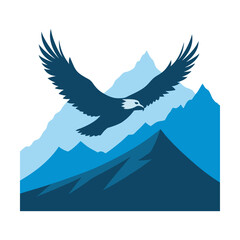 Soaring Eagle Silhouette Against Mountain Peak