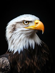 Obraz premium Bald eagle portrait against black background