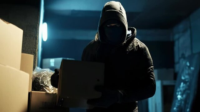 Masked intruder: residential break-in, stolen item, safety concern, criminal intent, hidden identity, private dwelling, unknown thief, fear trigger, lock failure, silent presence, sudden strike.