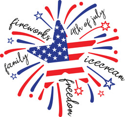 4th of July Fireworks, Family, Freedom, and Ice Cream A Festive Celebration Design