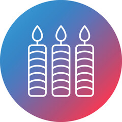 Candles Line Gradient Circle Background Icon