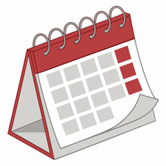 Desktop calendar isolated on a white background with a clean design, perfect for a business icon or a reminder of important dates