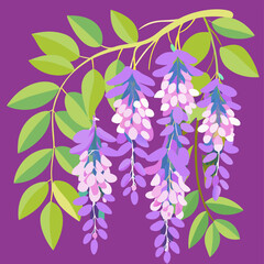 Wisteria Vector Art &ndash; Generative AI and Linocut Silhouette Floral Design