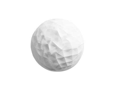 a white sphere with a low-poly texture on a light background, png, transparent