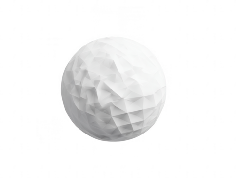 a white sphere with a low-poly texture on a light background, png, transparent