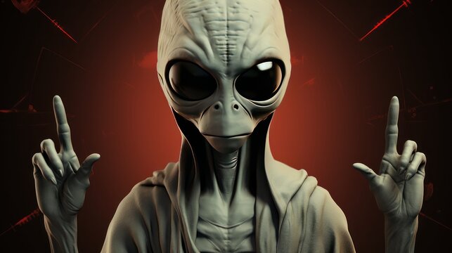 Alien. UFO. Humanoid. Alien. Sci Fi Concept With Copy Space.