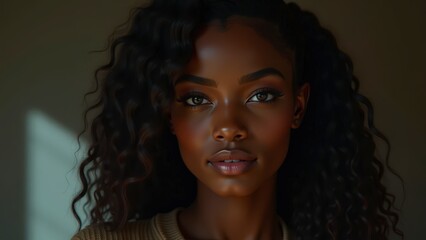 young girl brown skin close up photo looking into the camera