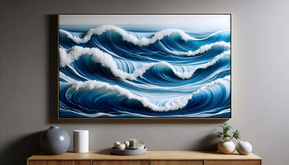 An epoxy resin ocean artwork, Ai generated image