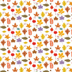 Colorful Autumn Leaves Seamless Pattern