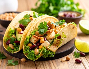 Mexican tacos with beans and tofu AI generated