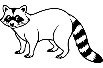 Raccoon vector illustration and white background