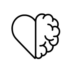 Heart and brain linear style vector icon for web and mobile