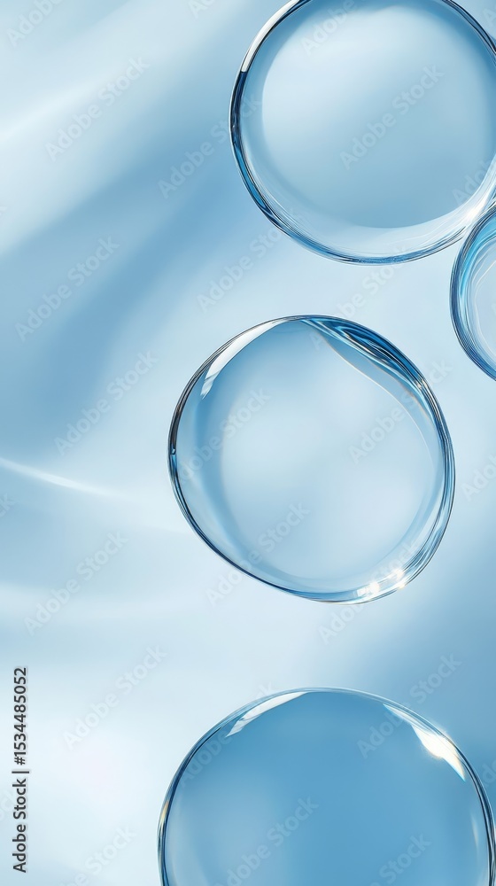 Aufkleber beautiful water droplets gracefully floating on a soft blue background creating a serene and calming