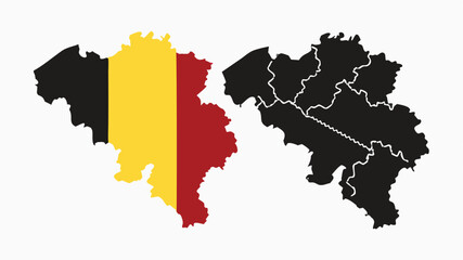 Obraz premium Vector map of Belgium with national flag colors overlay, ideal for Belgian National Day, country pride graphics, European celebration, or geography projects.