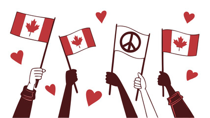 Vector collection celebrating Canada Day with maple leaves, flags, fireworks, balloons, and festive decor, ideal for July 1st, national events, and patriotic