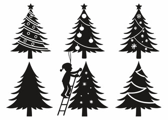 Fototapeta premium A black silhouette of a Christmas tree