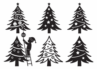 Obraz premium A black silhouette of a Christmas tree