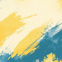 Colorful Abstract Background With Bold Brush Strokes in Yellow and Blue Tones Showcasing Artistic Expression and Texture