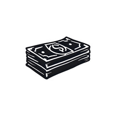 Stack of Cash: A Bold, Monochrome Illustration