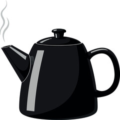 Sleek Black Teapot with Steam - Modern Kitchenware for Stylish Brewing