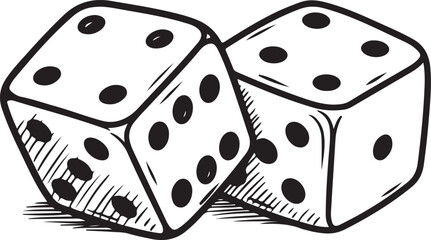 Hand-Drawn Dice Illustration - Vector Clipart Art Silhouette