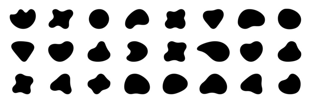Set of abstract organic blob shapes in vector format. Smooth, liquid silhouettes for modern design, backgrounds, posters, UI elements, and creative projects. Isolated on white background.