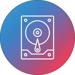 Hard Drive Line Gradient Circle Background Icon
