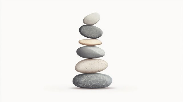 A balanced stack of smooth stones showcasing tranquility and harmony in a minimalist setting.