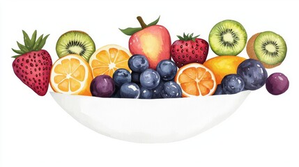 A vibrant assortment of fresh fruits displayed in a bowl, showcasing a colorful blend of nature's bounty.