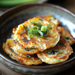 Crispy Golden Brown Savory Pancakes Fritters Herb Garnish