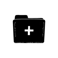 Medical Records Icon: Simple Plus Symbol on Folder