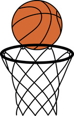 Basketball Scoring Clipart - Vector Illustration of Ball Going Through Hoop