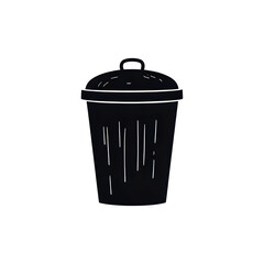 Trash Can Icon: Black Silhouette Vector Graphic