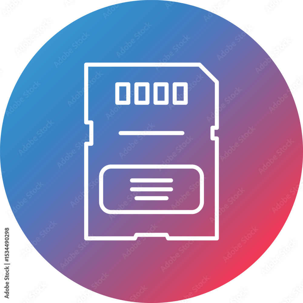 Poster sd card line gradient circle background icon