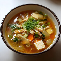 Hearty Bowl of Vegetable Soup with Chicken Healthy Comfort Meal