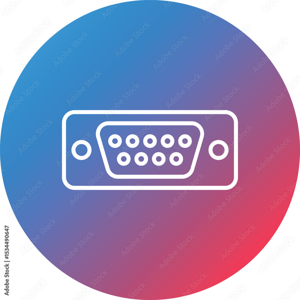 Poster vga port line gradient circle background icon