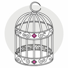 vector illustration of a bird in cage