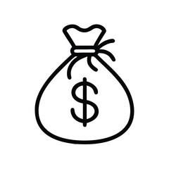 Money Bag Silhouette Vector, Money Bag Clipart, Money bag icon