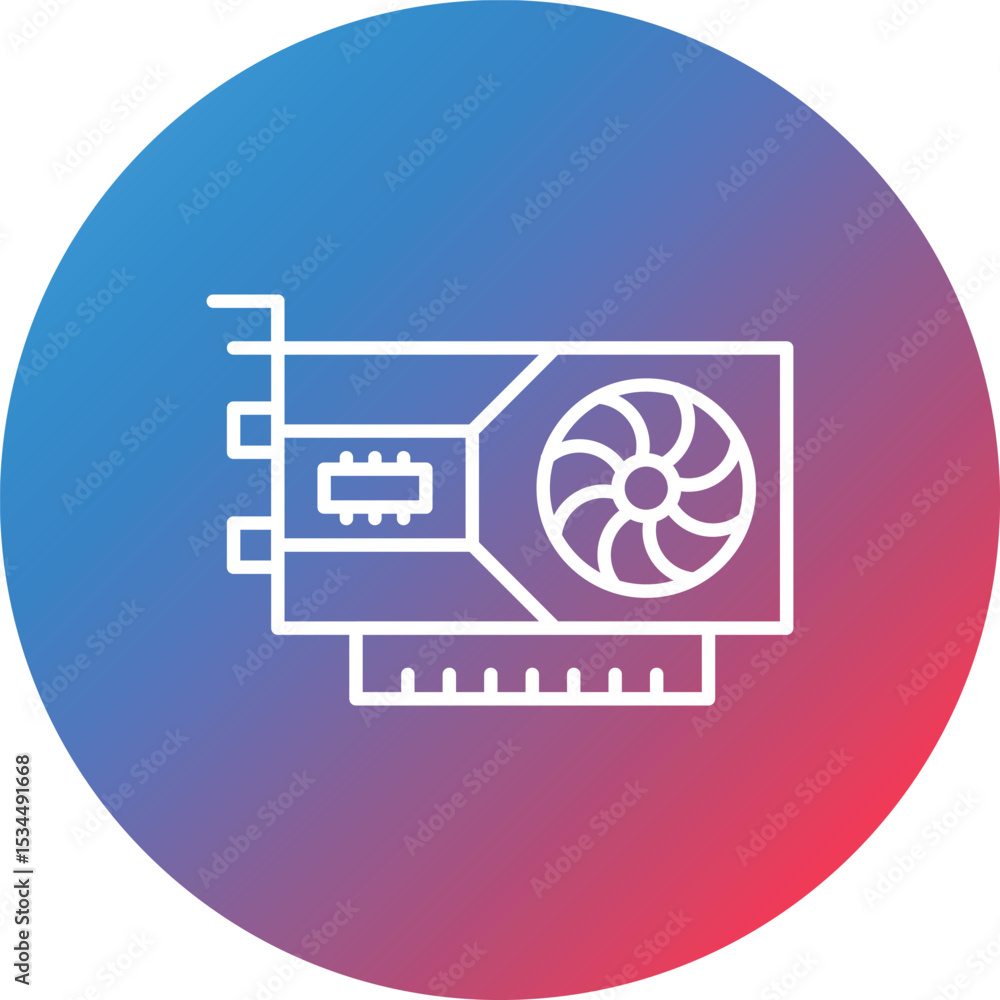 Poster graphics card line gradient circle background icon